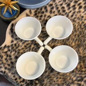 4 Vintage Anchor Hocking Milk Glass Handle Bowls